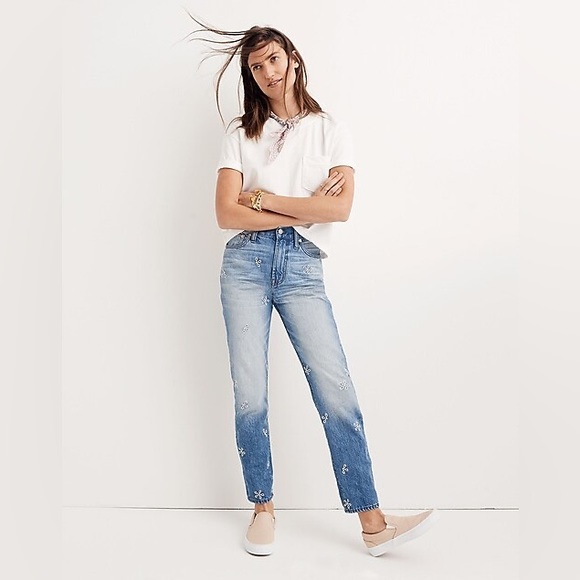 Madewell High Rise The Perfect Summer Straight Leg Jeans Daisy 🌼 Edition - Picture 2 of 11